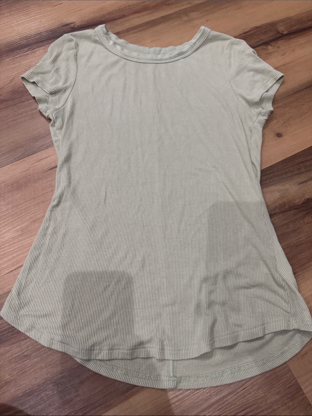 American Eagle Outfitters Short Sleeve Ribbed Tee - Light Sage